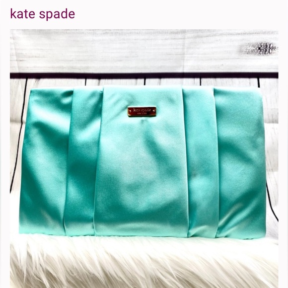 Kate Spade Wedding Belles Turquoise Pleated Clutch